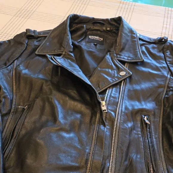 Barneys New York Black Leather Jacket - Picture 2 of 9